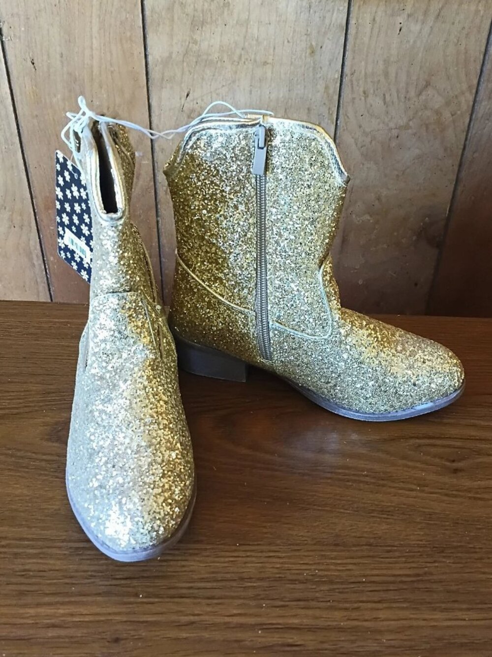 Laundry Girl Girls Gold Glitter Western Cowboy Boots Size 3 NWT